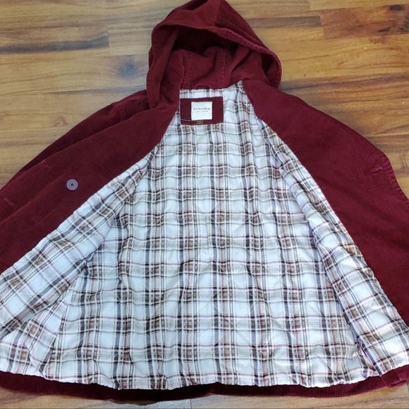 VINTAGE SONOMA QUILTED CORDUROY HOODED COAT JACKET RED OXBLOOD - Picture 6 of 6